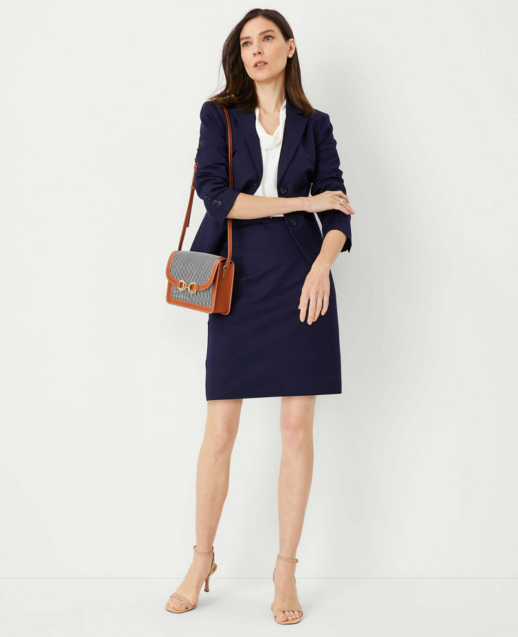 Navy pencil skirt 2025 with belt loops