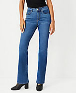 Petite Mid Rise Boot Jeans in Bright Mid Indigo Wash - Curvy Fit carousel Product Image 1
