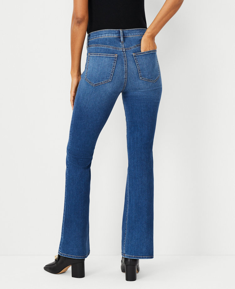 Petite Mid Rise Boot Jeans in Bright Mid Indigo Wash - Curvy Fit