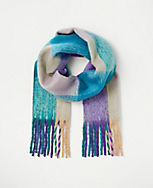Colorful Plaid Fuzzy Scarf carousel Product Image 1