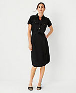 Tab Sleeve Belted Patch Pocket Shift Dress carousel Product Image 1