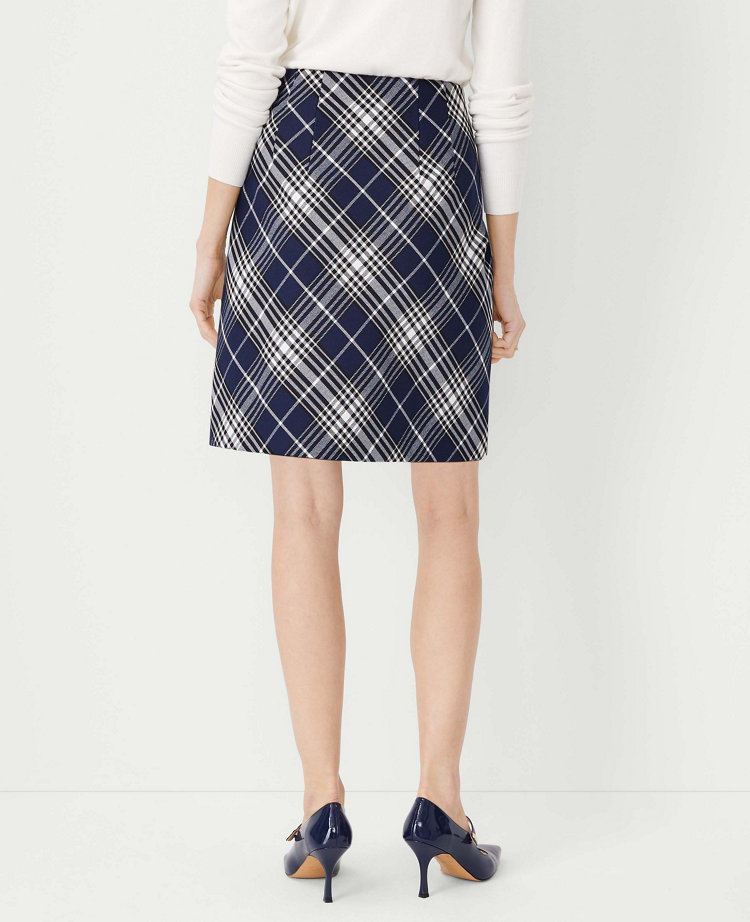 Plaid A-Line Skirt - Pure Sapphire