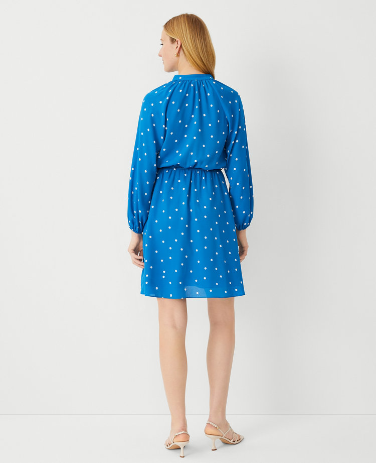 Ann Taylor Dotted Flare Dress Santorini Women's