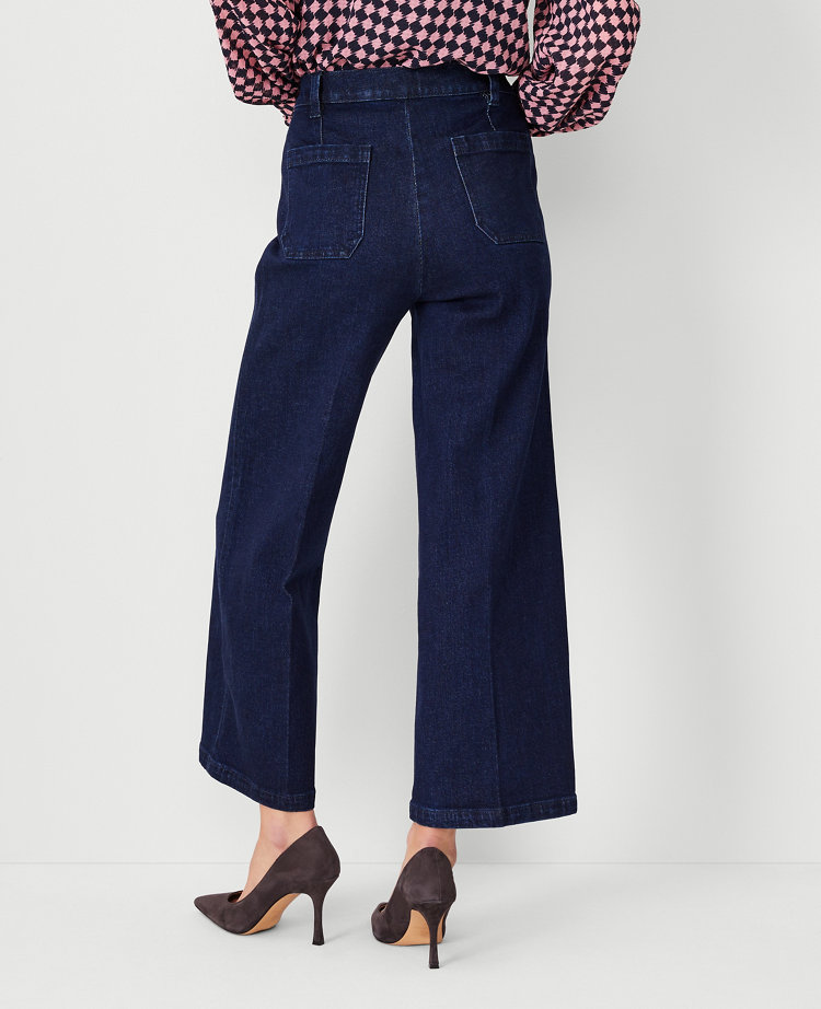 Mariner High Rise Wide Leg Crop Jeans in Refined Dark Indigo Wash