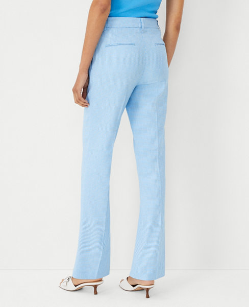 The Mid Rise Sophia Straight Pant in Houndstooth Linen Twill