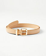 Curved Rectangular Buckle Skinny Leather Belt carousel Product Image 1