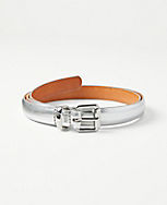 Curved Rectangular Buckle Skinny Leather Belt carousel Product Image 1