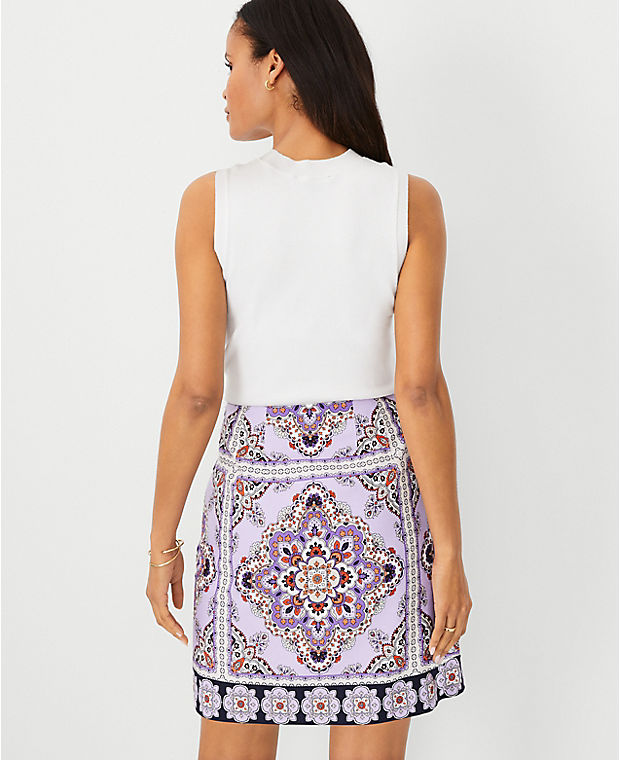 Tile Border Cotton Linen Skirt