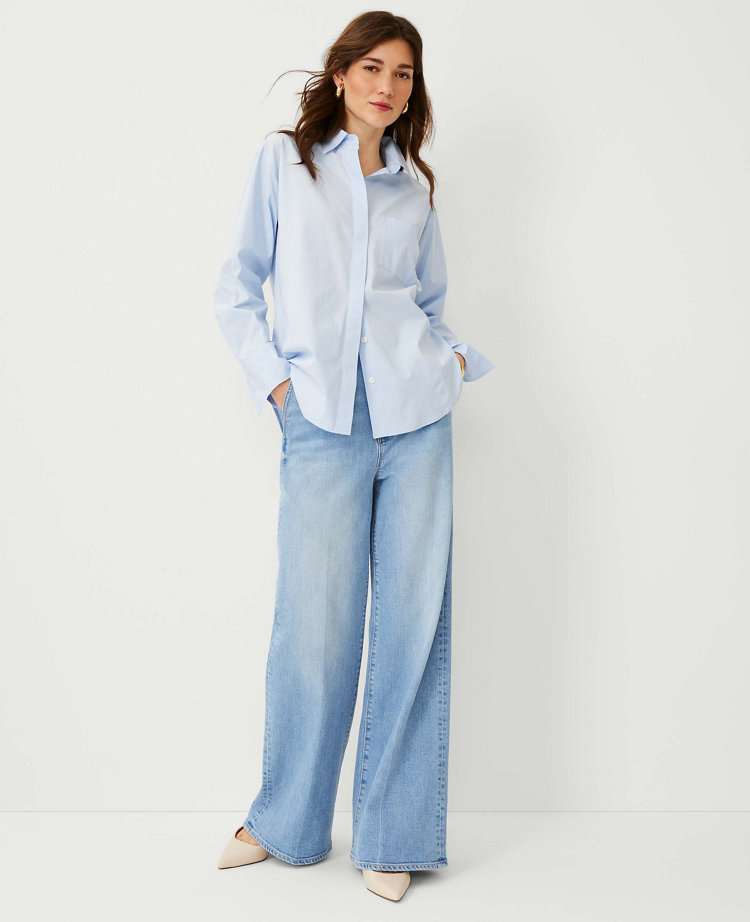 High Rise Wide Leg Jeans in Light Wash Indigo