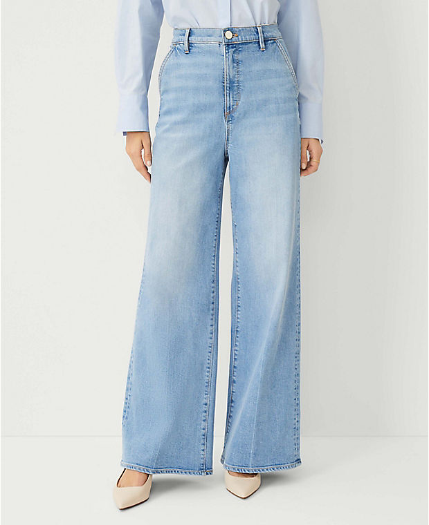 High Rise Trouser Jeans in Light Wash Indigo
