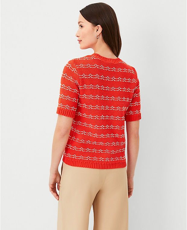 Textured Stripe Stitch Sweater Tee