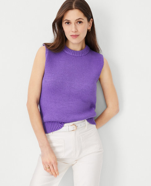 Ann Taylor Textured Sweater Shell Top