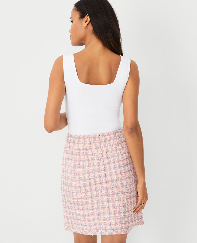 Fringe Tweed Wrap Skirt