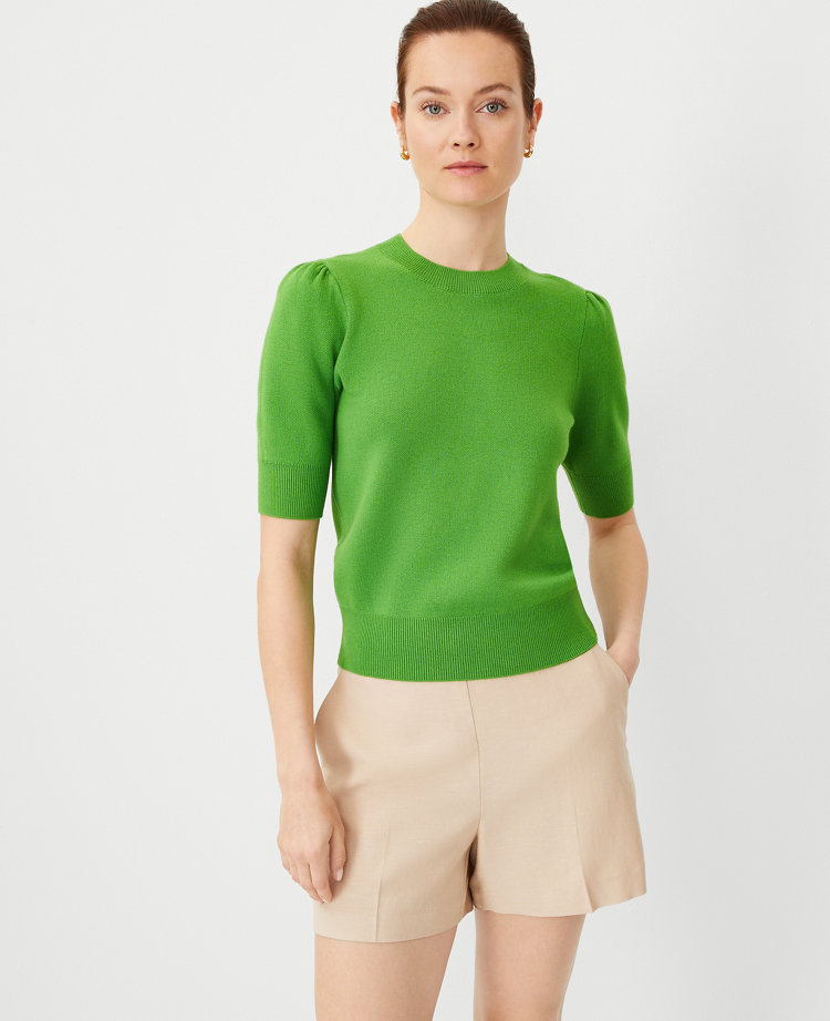 Puff Sleeve Top: Olive main image 0