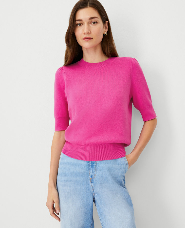 Ann Taylor Puff Sleeve Sweater T-Shirt Women's