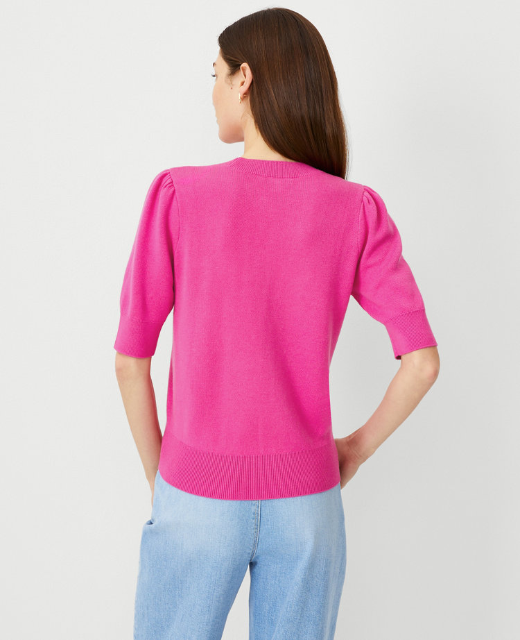 Ann Taylor Puff Sleeve Sweater T-Shirt Women's