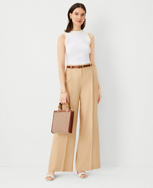 The Single Pleated Wide Leg Pant in Texture carousel Product Image 4