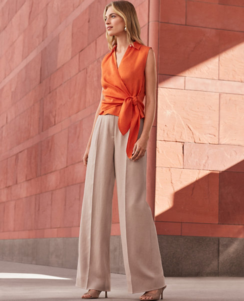 The Single Pleated Wide Leg Pant in Texture carousel Product Image 1