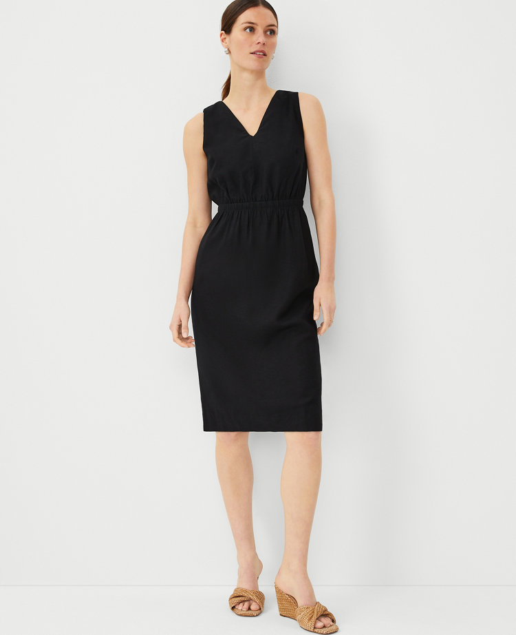 Ann Taylor Double V Sheath Dress Black Women's