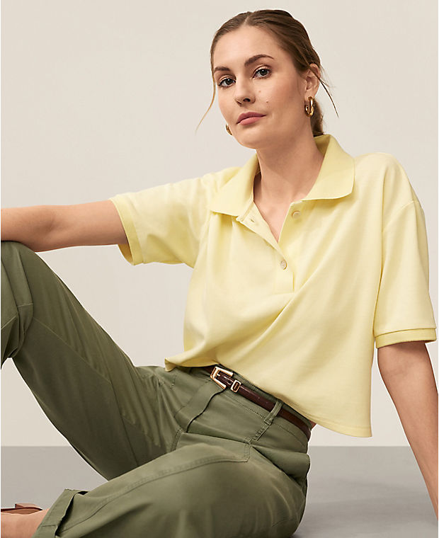 AT Weekend Cropped Polo Top