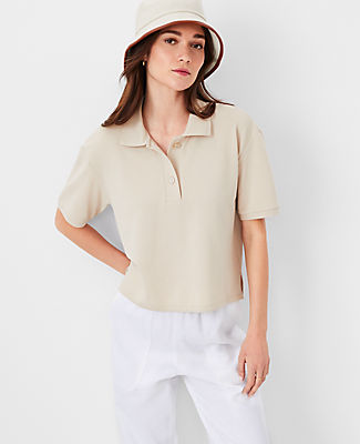 Ann Taylor AT Weekend Cropped Polo Top