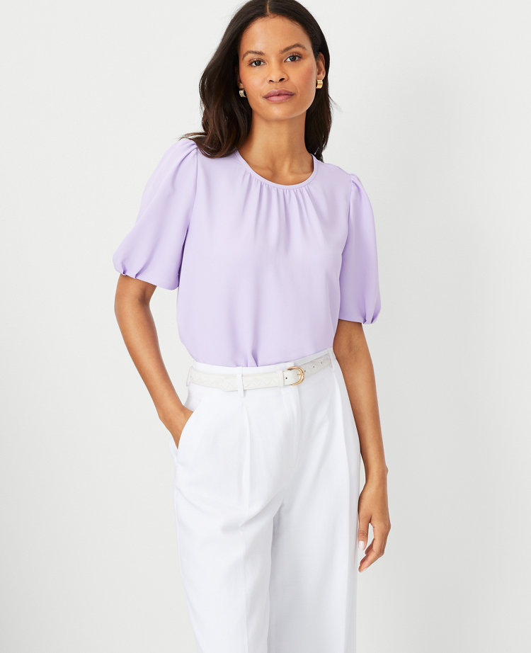 Ann Taylor Pleated Sleeve Top