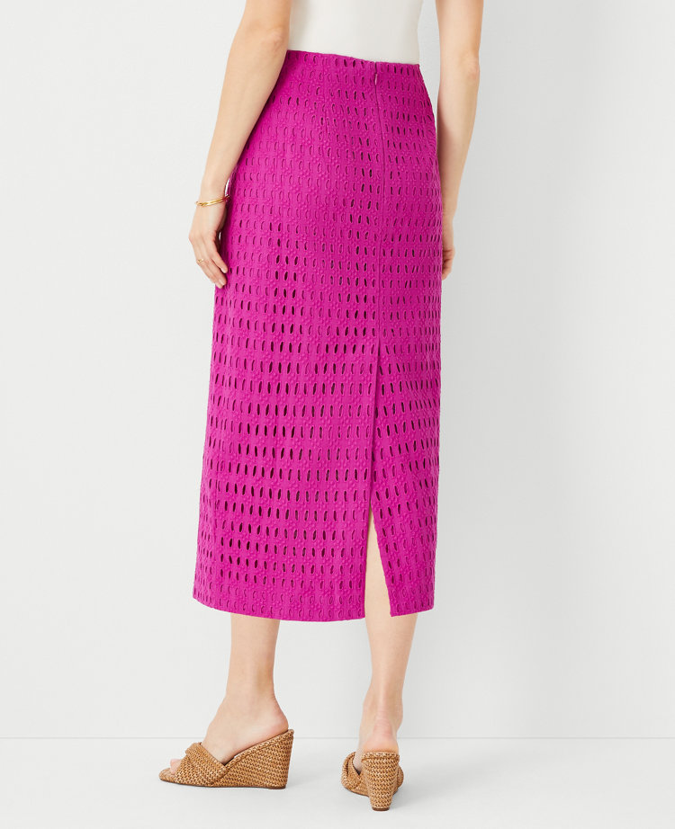 Ann Taylor Eyelet A-Line Skirt Magenta Shadow Women's