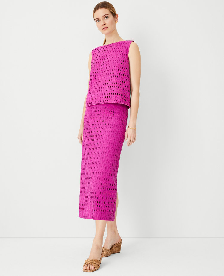 Ann Taylor Eyelet A-Line Skirt Magenta Shadow Women's