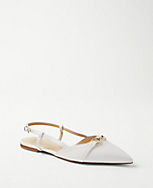 Leather Buckle Pointy Toe Slingback Flats carousel Product Image 2