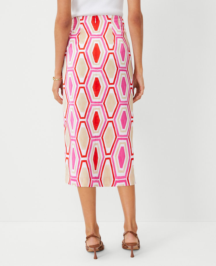 Ann Taylor Geo Knot Wrap Pencil Skirt Bold Pink Women's