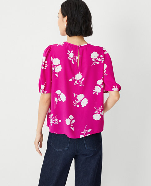 Floral Pleated Sleeve Top