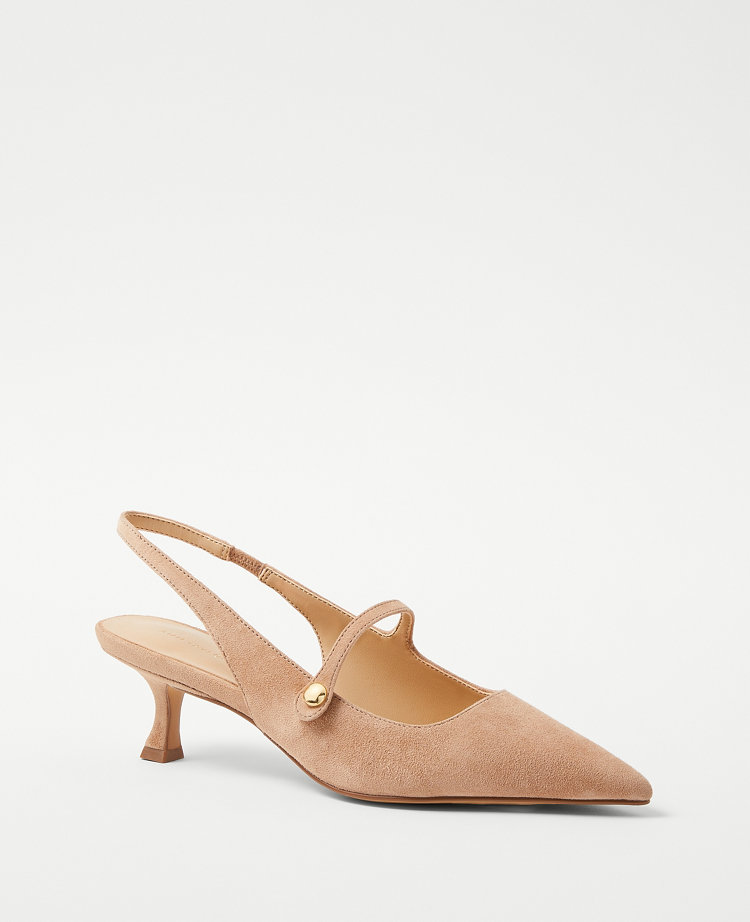 Nude suede cheap kitten heels