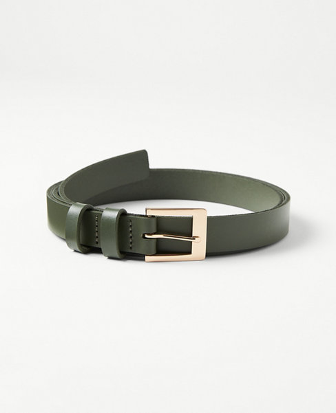 Rectangular Buckle Leather Belt