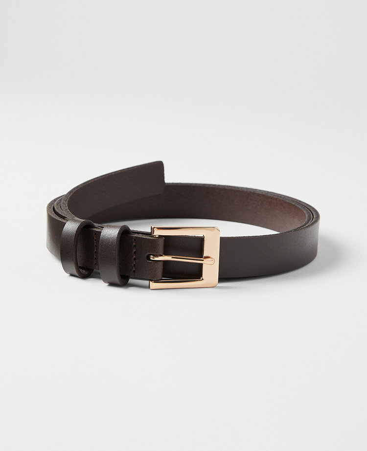 Rectangular Buckle Leather Belt