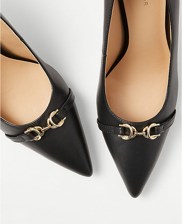 Leather Buckle Pointy Toe Pumps