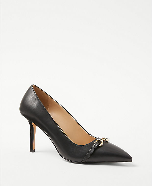 Leather Buckle Pointy Toe Pumps