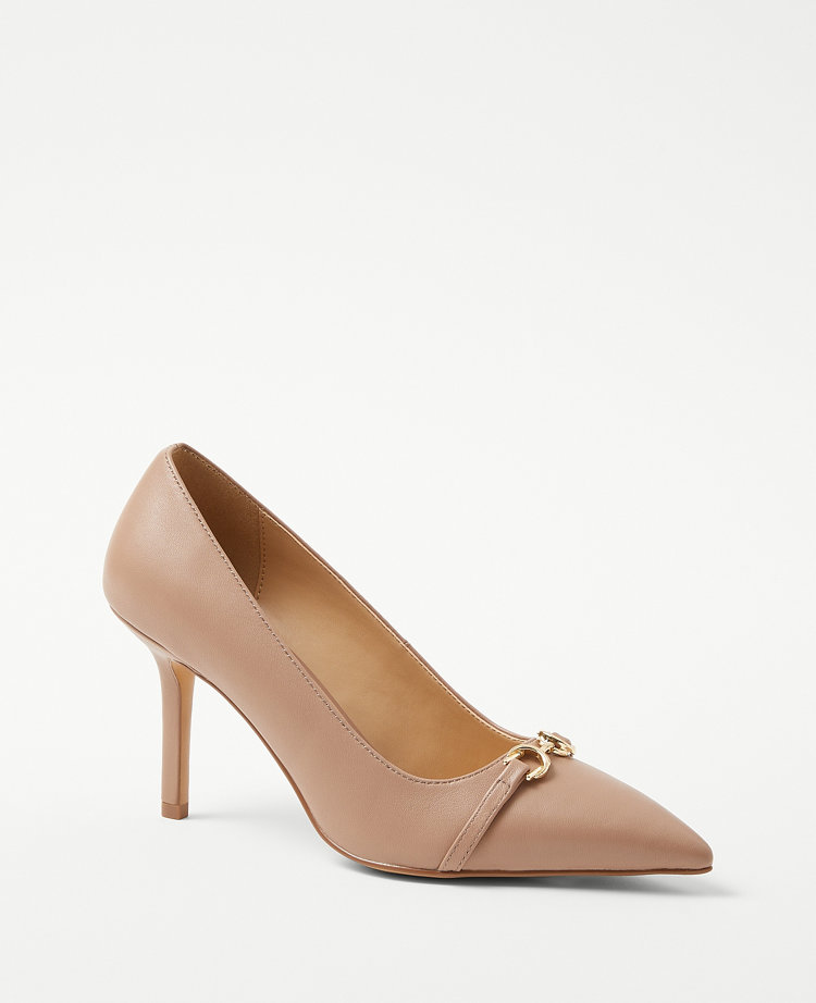 Ann Taylor Leather Buckle Pointy Toe Pumps Women's