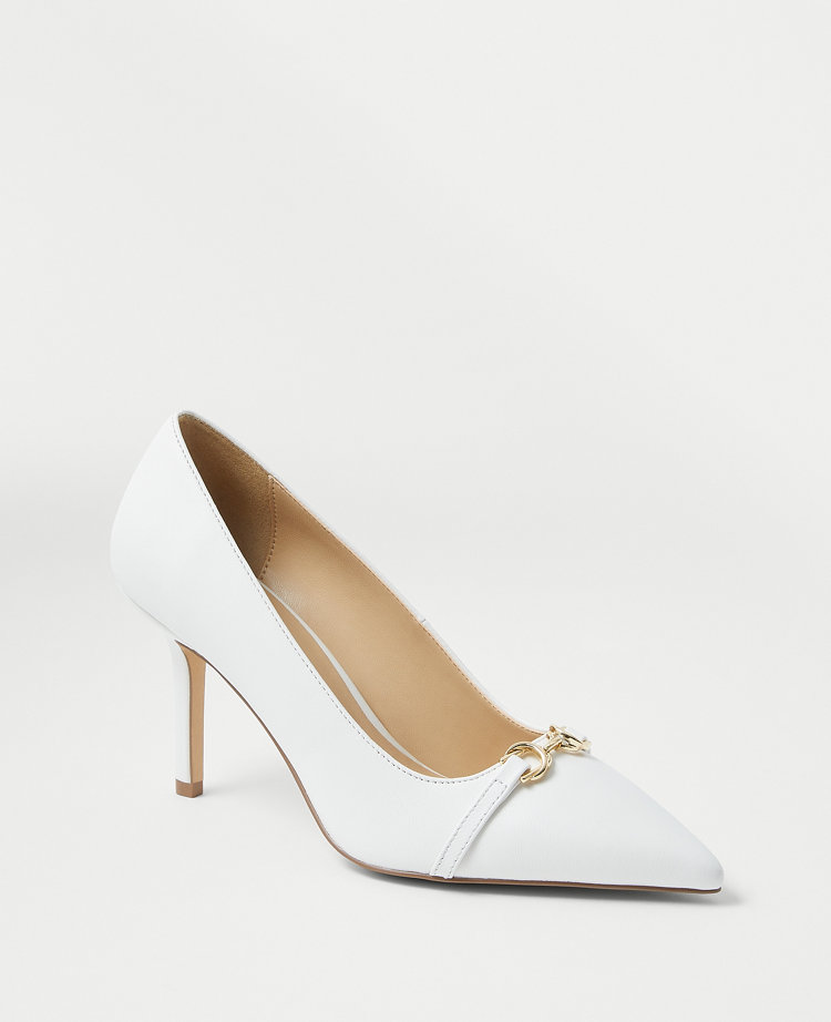 Ann Taylor Leather Buckle Pointy Toe Pumps