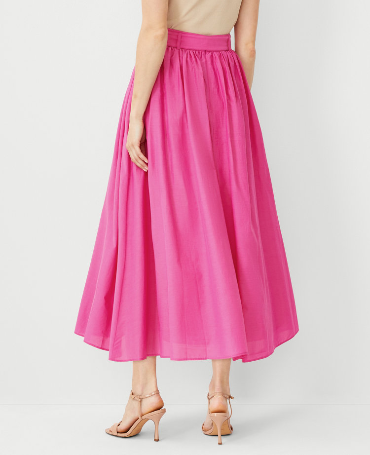 Ann Taylor Belted Button Pocket Maxi Skirt Bold Pink Women's