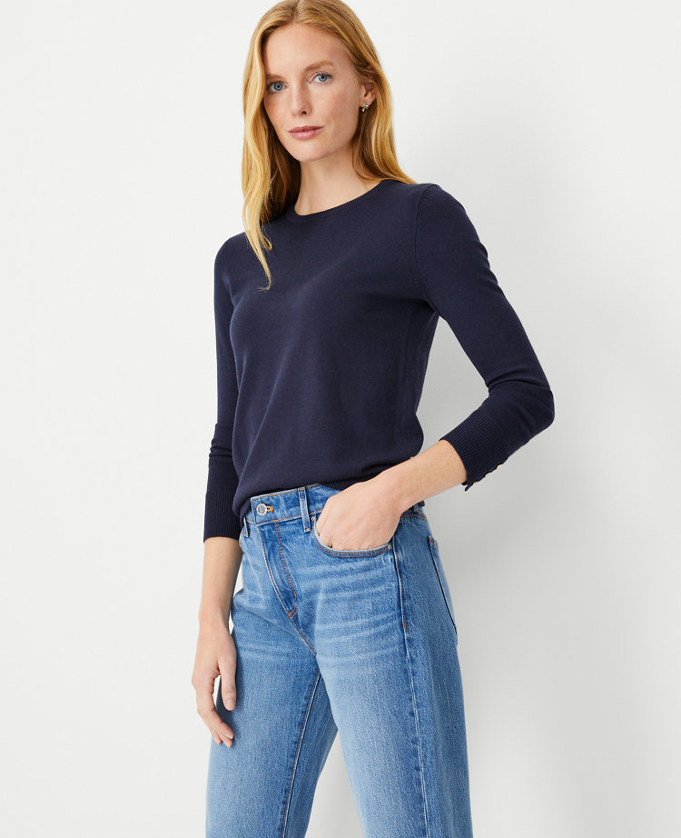 Button cuff sweater hotsell