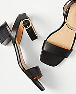 Leather Mid Block Heel Sandals carousel Product Image 1