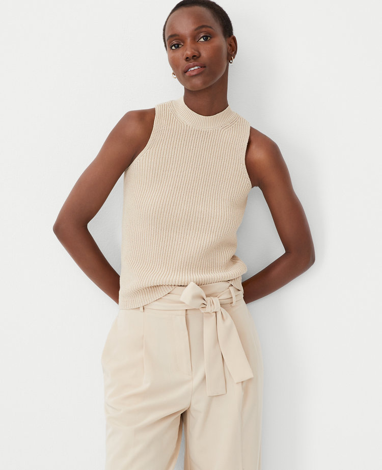 Ribbed Mock Neck Sweater Shell