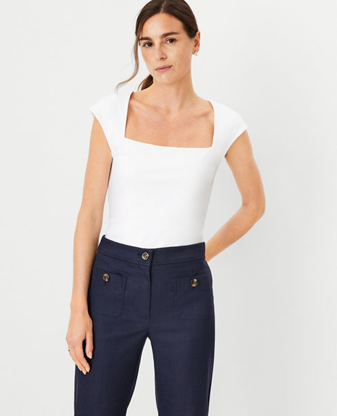 Ann Taylor Cap Sleeve Square Neck Top