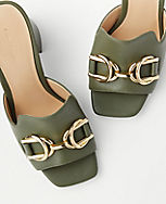 Chain Leather Block Heel Mule Sandals carousel Product Image 2