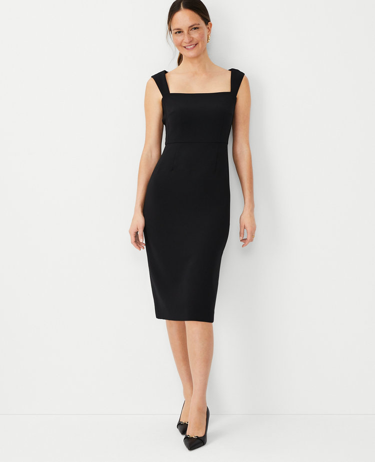 Calvin Klein Womens Cap Sleeve Split Neck Midi Dress 