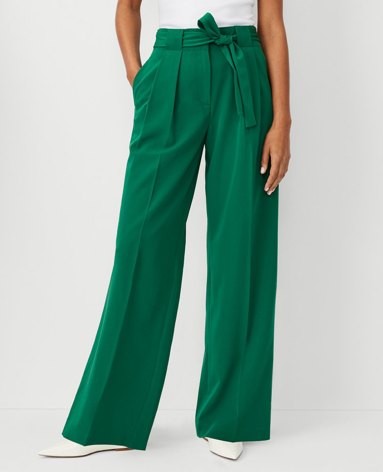 The Petite Tie Waist Pleated Wide Leg Pant