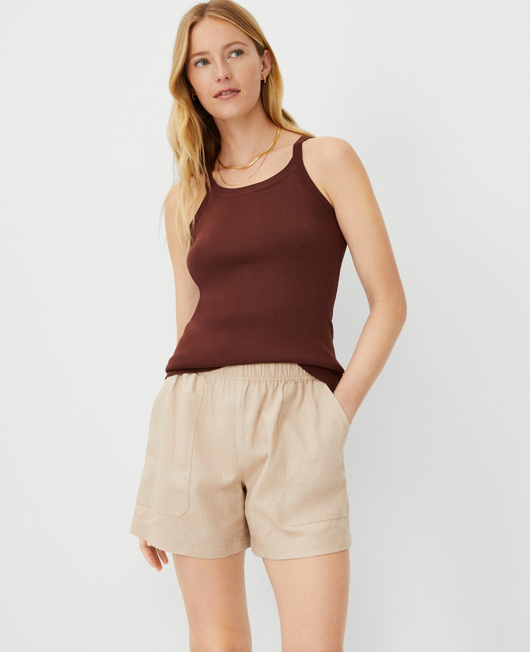 Ann Taylor AT Weekend Ribbed Sweater Tank Top Brown Stone Women's