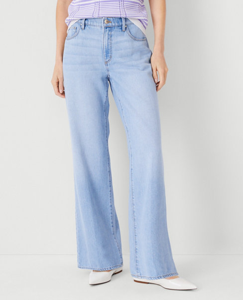 Petite AT Weekend Mid Rise Wide Leg Jeans in Authentic Light Indigo Wash