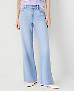 Petite Mid Rise Wide Leg Jeans in Authentic Light Indigo Wash carousel Product Image 2