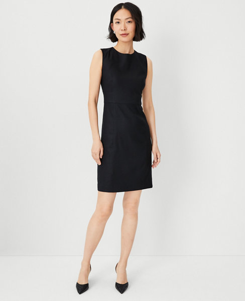 Ann Taylor The Seamed Fitted Shift Dress Linen Twill